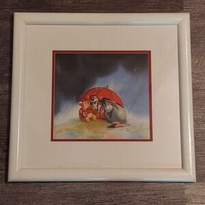 Marlin Art Disney Winnie The Pooh In Spring Lithograph Matted in 17" x 18" Frame
